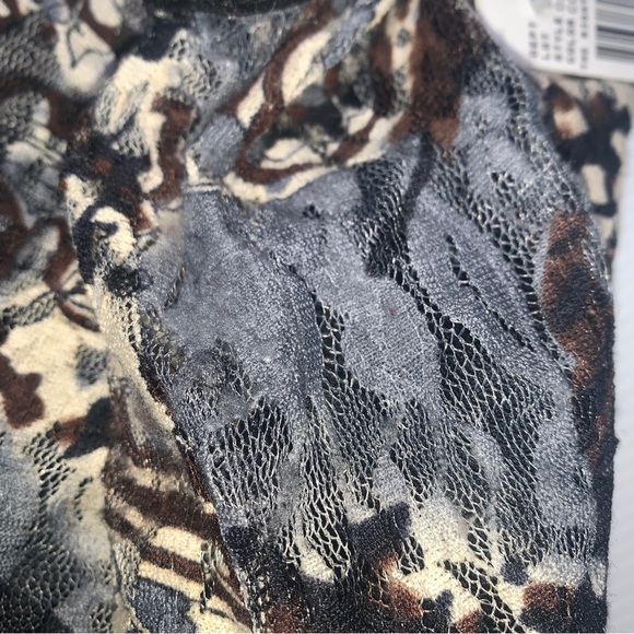 AB Studio Womens Size 6 Belted Black Dress Lace Top Sheer Bottom Built in Cami - Picture 10 of 12